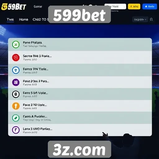 Funcionalidades principais do site 599bet